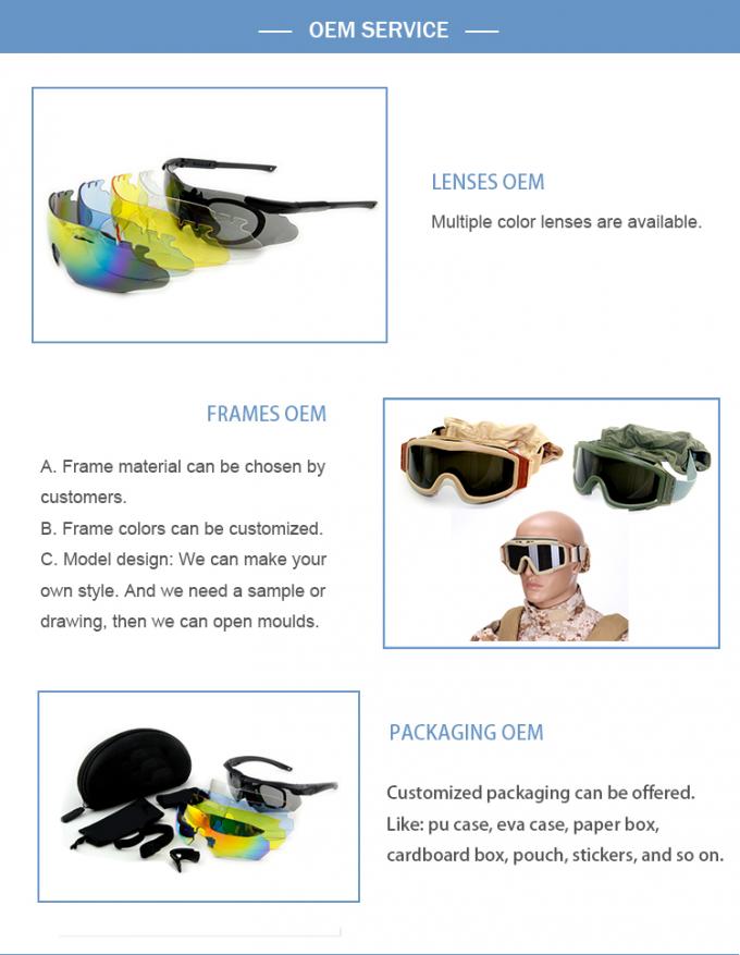 Tir protecteur antibrouillard du sport Uv400 d'Anti-impact chassant les verres de sûreté militaires d'Eyeshield de lunettes ballistiques tactiques