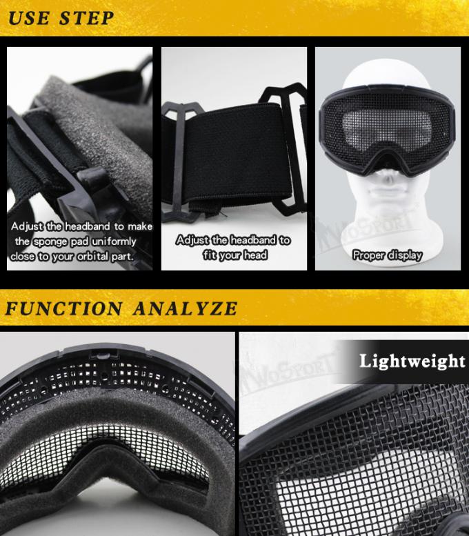 WoSporT vendent les lunettes en gros de sécurité tactiques de paintball militaire extérieur d'airsoft de lunettes de chasse de transformateur avec la maille en acier